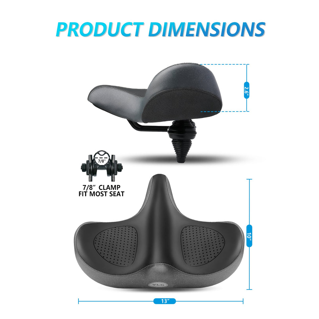 YS 6, YLG Oversize Bike Seat Cushion for Men Women - Extra Memory Foam for  Firm Support-1