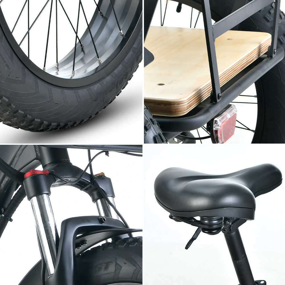 NNEMB Electric Fat Tyre Tricycle, 500W, Throttle, Hydraulic Disc Brakes, Alloy Frame, Suspension, Black-4