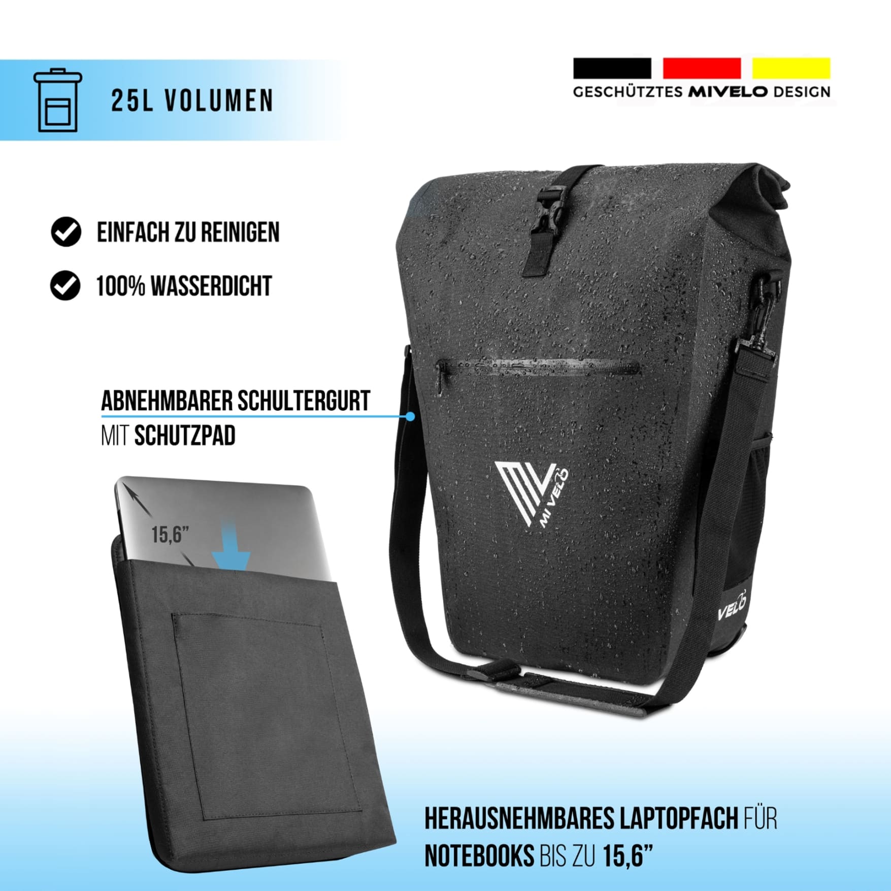 Mivelo Fahrradtasche 2in1 "CAPAX" 25L wasserdicht-1