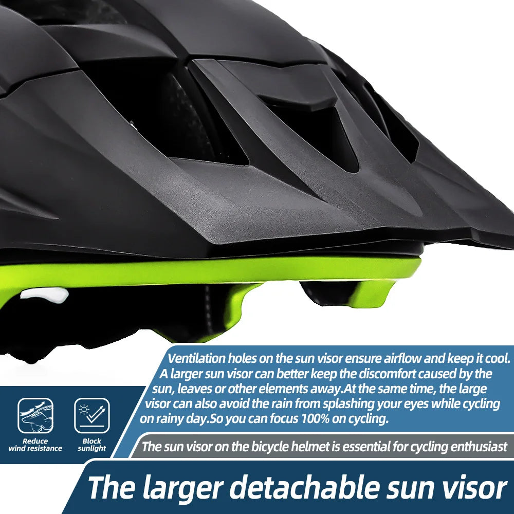 NNEOBA LED Bike Helmet Magnetic Goggles Sun Visor Green-4
