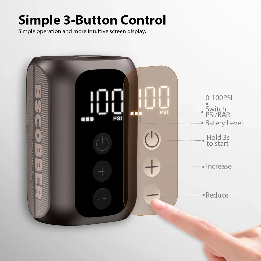 NNEOBA A5mini Portable Wireless Air Pump 100PSI Rechargeable Brown-3