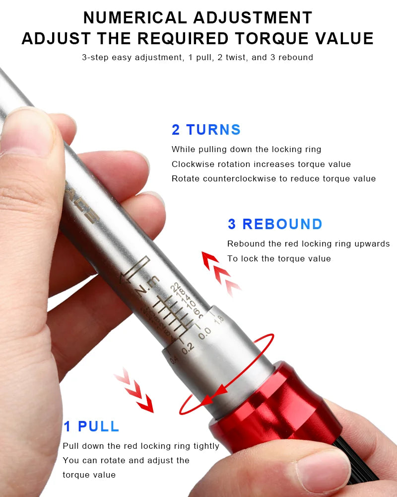 NNEOBA 15-Piece Bicycle Torque Wrench Set Red-4