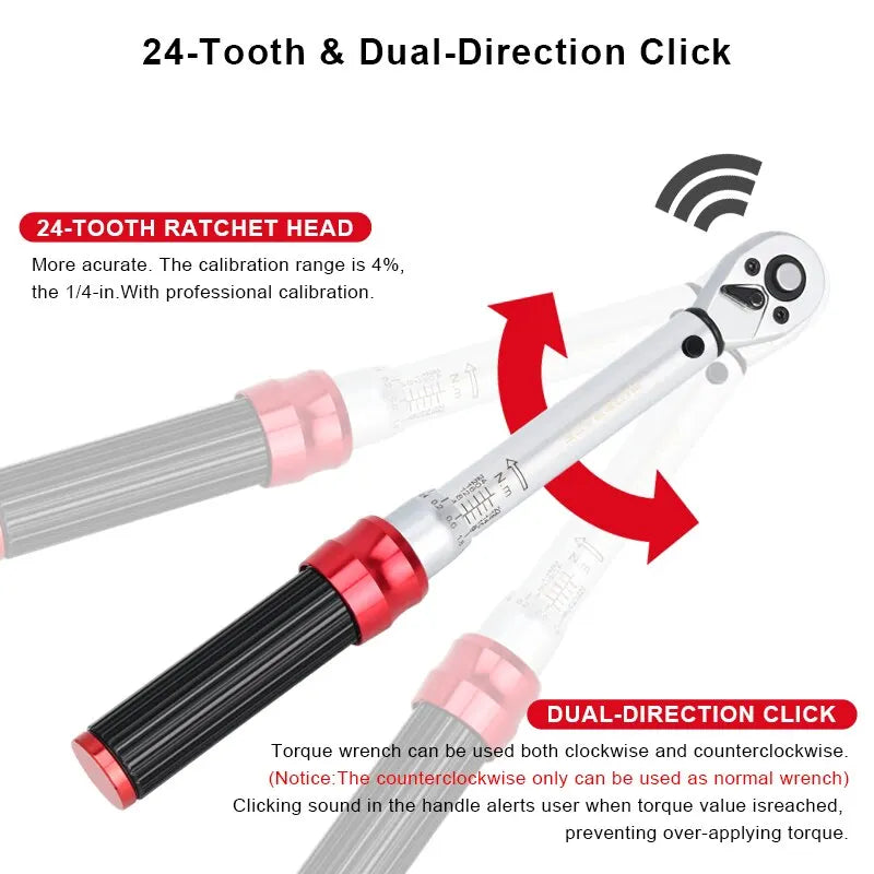 NNEOBA 15-Piece Bicycle Torque Wrench Set Red-3
