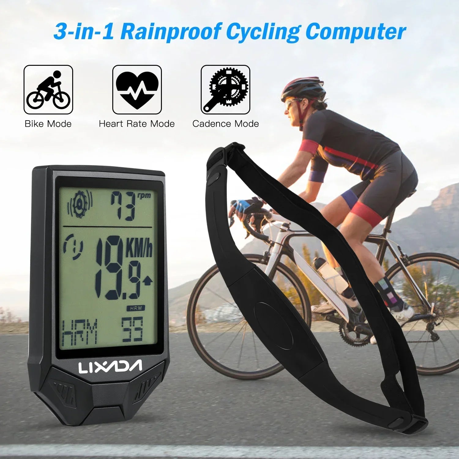 NNEOBA Wireless Bike Computer Speed Meter with Heart Rate Sensor-1
