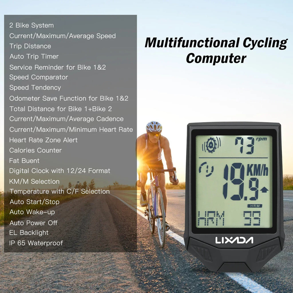 NNEOBA Wireless Bike Computer Speed Meter with Heart Rate Sensor-2