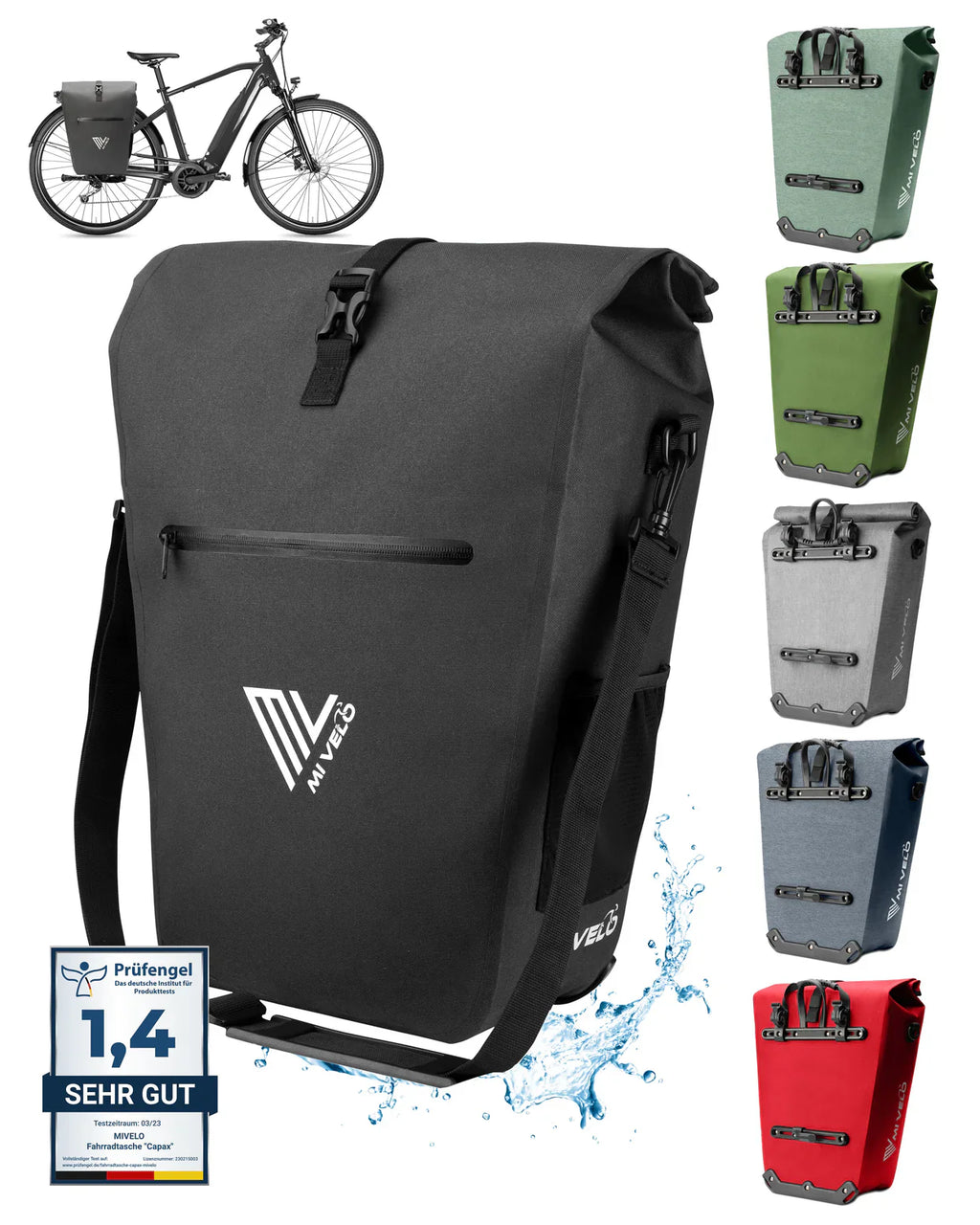 Mivelo Fahrradtasche 2in1 "CAPAX" 25L wasserdicht-0